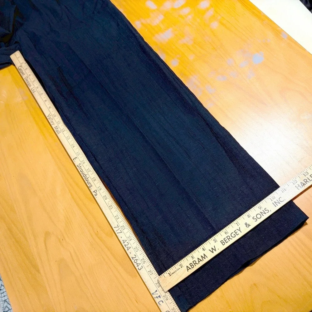 Jones Womens Black Wide Leg Textured Pull On Pants M High Rise Flowy Lightweight - Picture 9 of 9